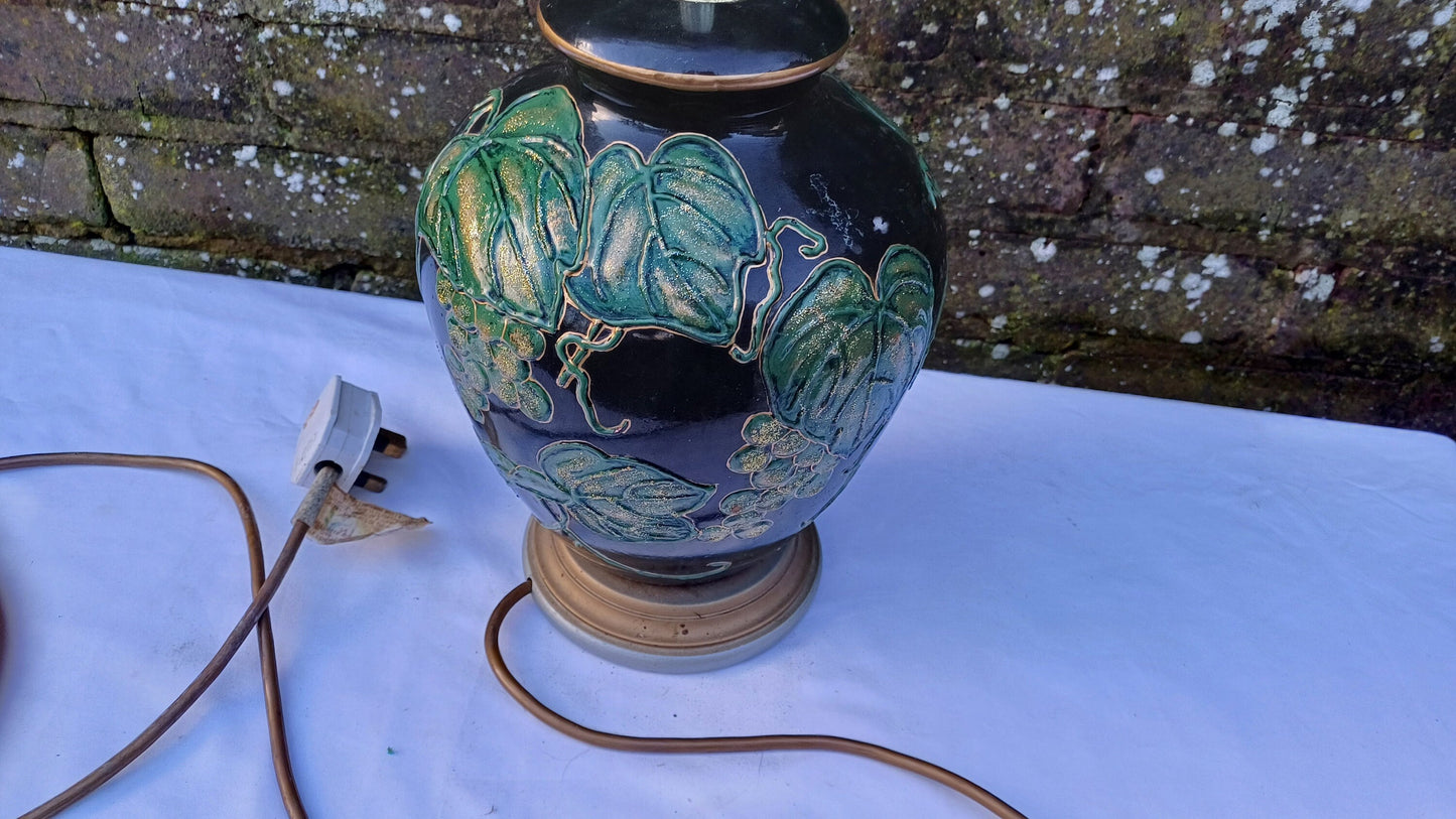 Gregory's Ltd Table Lamp in Black Green and Gold - large and very stylish, Grecianesque - 36cm tall - working order