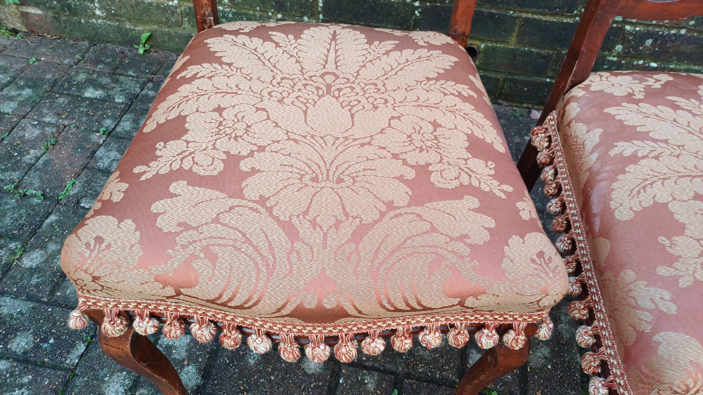 Pair of c1900 Vintage Upholstered Dining Bedroom Occasional Chairs Mid-European. Art Nouveau.