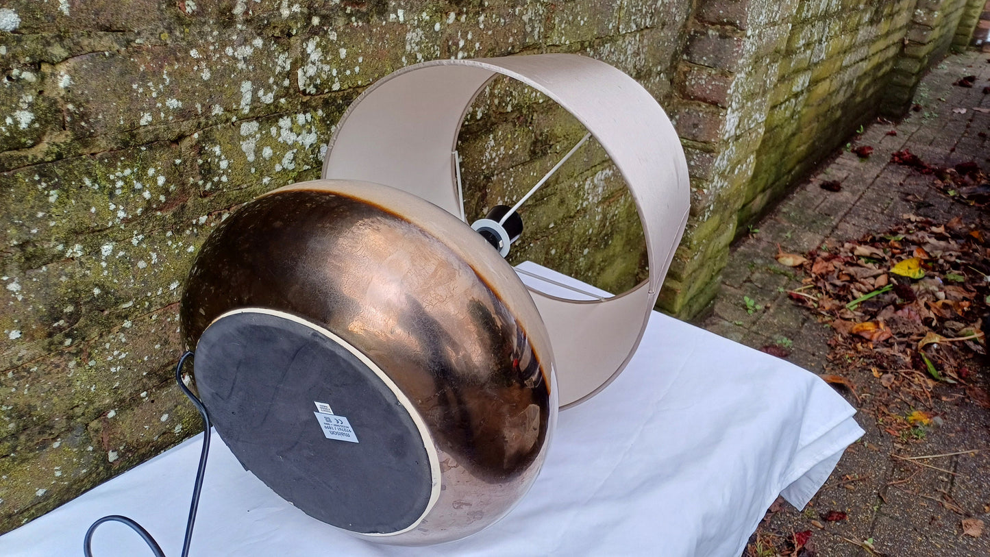 Statement Lamp and Shade - 1990s browns, golds, beiges - Maison label 48cm tall including shade, 36cm wide)