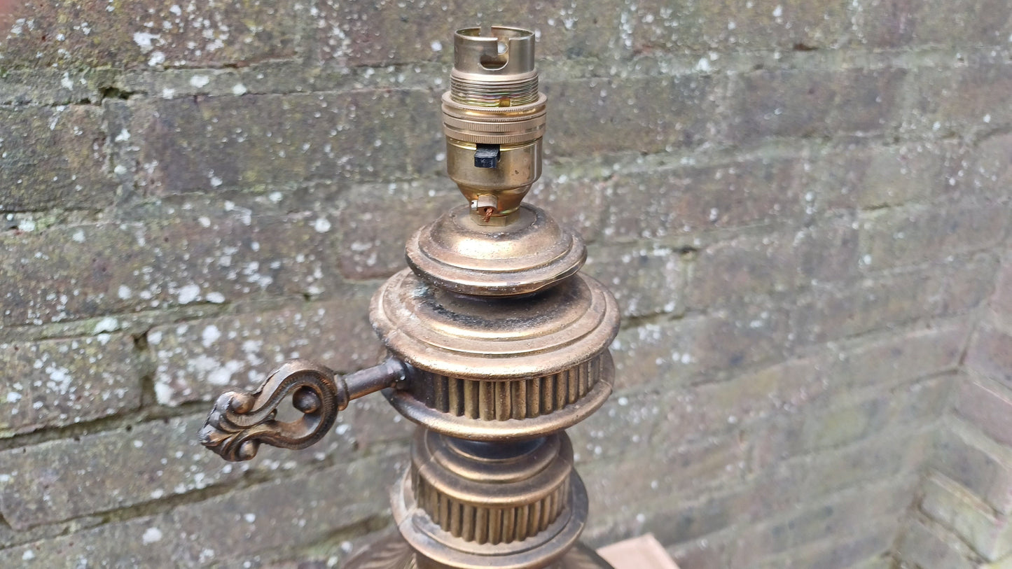 Vintage Mock Victorian Oil Lamp - electric table lamp, large 53cm tall
