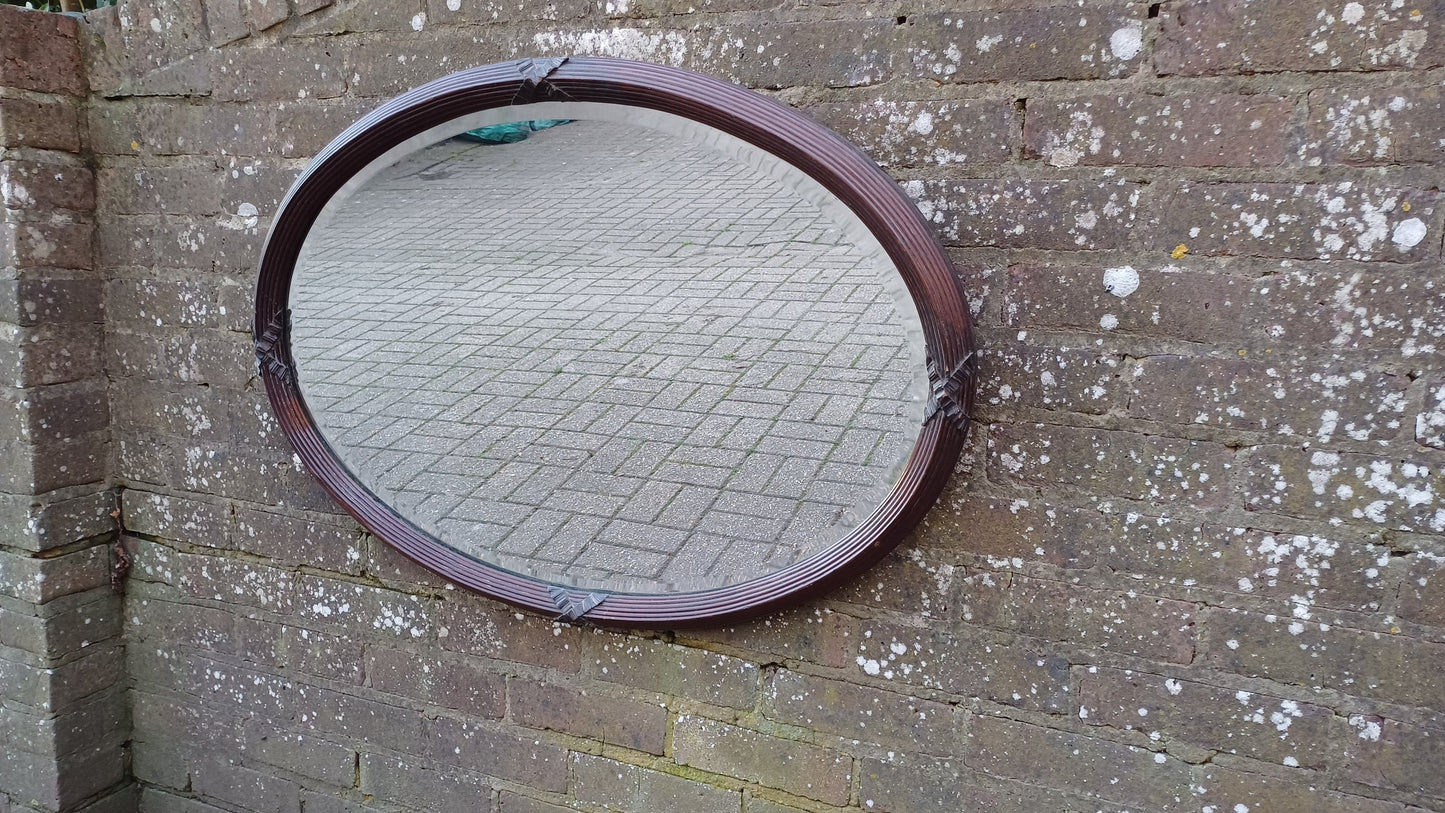 Massive Top Quality Vintage Mahogany Fluted Decorative Wall Mirror Late Victorian.