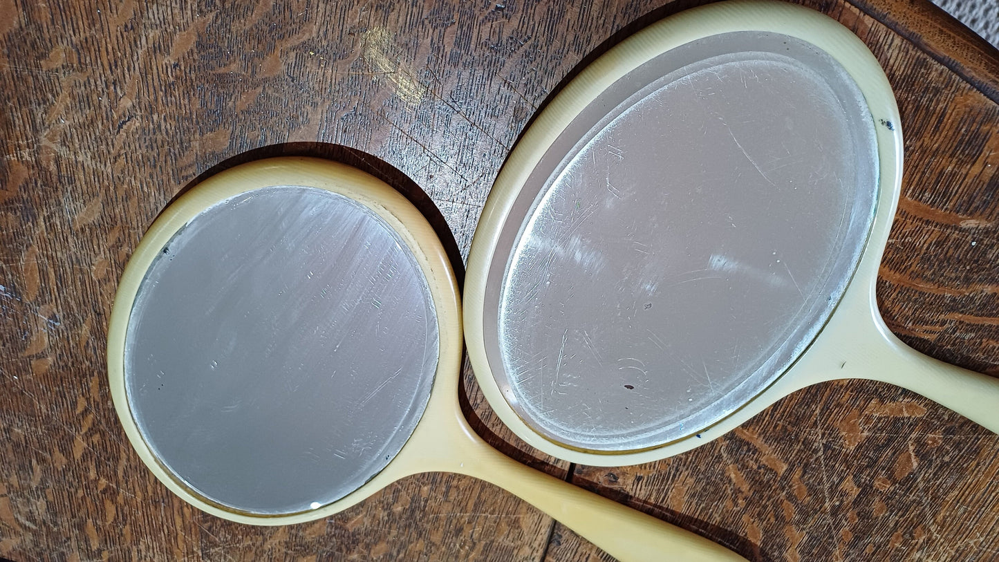 1950s pair of hand mirrors - great size - very handy 33cm x 20cm