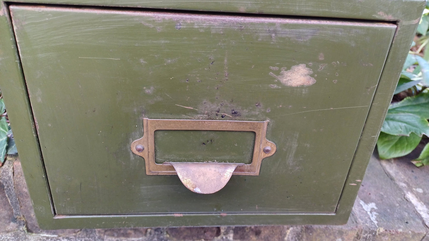 Vintage Retro Industrial Metal Filing Drawer Desk Storage