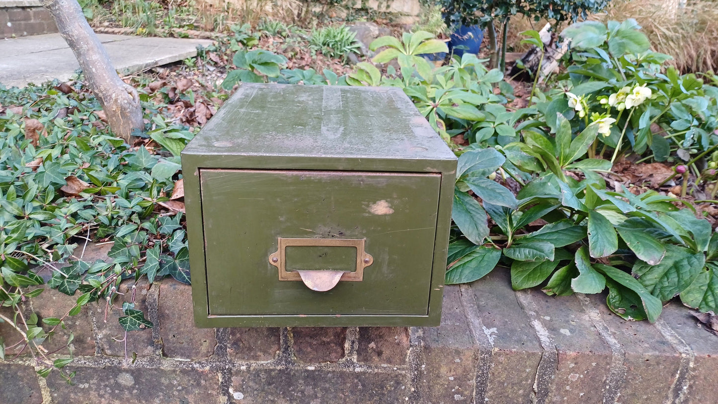 Vintage Retro Industrial Metal Filing Drawer Desk Storage