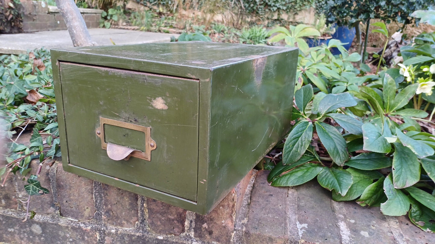 Vintage Retro Industrial Metal Filing Drawer Desk Storage