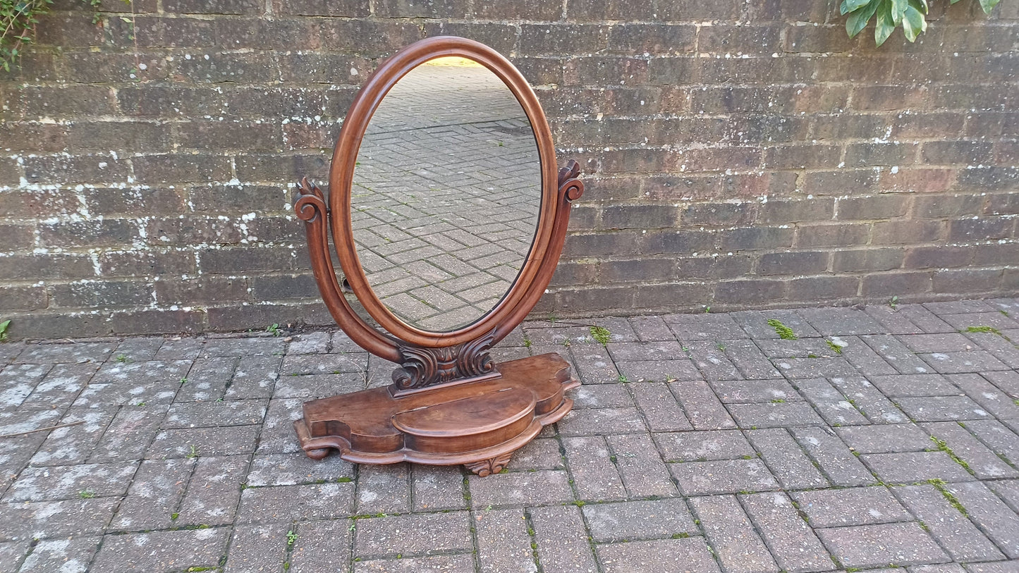 Huge Outstanding Vintage Oval Victorian Dressing Table Mirror.