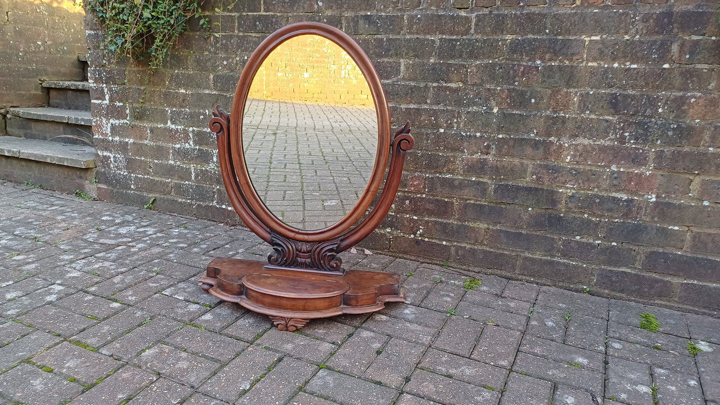 Huge Outstanding Vintage Oval Victorian Dressing Table Mirror.