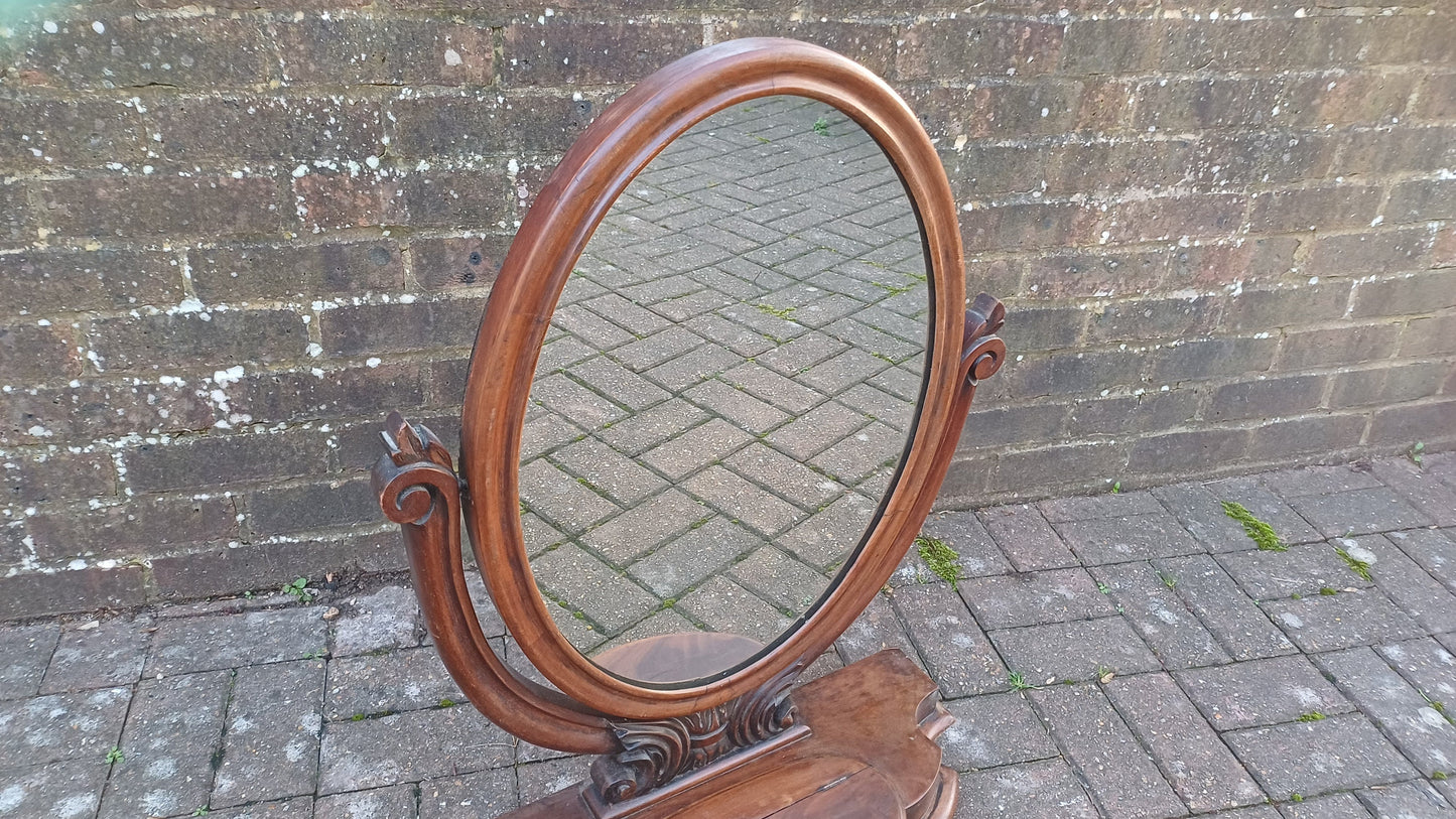 Huge Outstanding Vintage Oval Victorian Dressing Table Mirror.