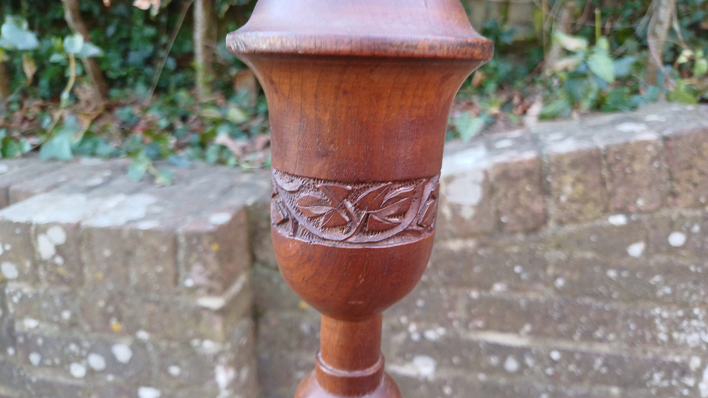 Vintage Carved Oriental Style Hardwood Standard Lamp Working.