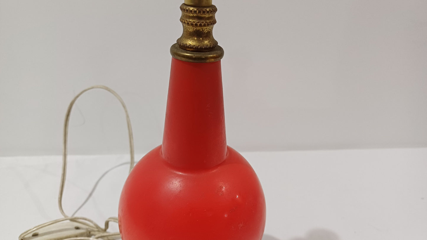 Retro red glass lamp with gilt and marble finish