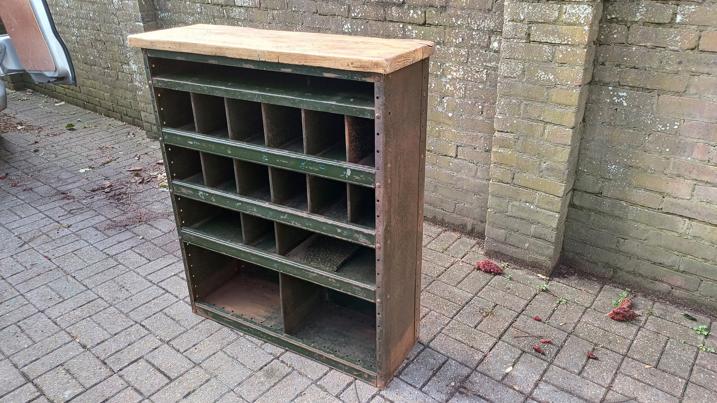 Vintage Industrial Painted Cubby Holes Shelves Storage Artisan