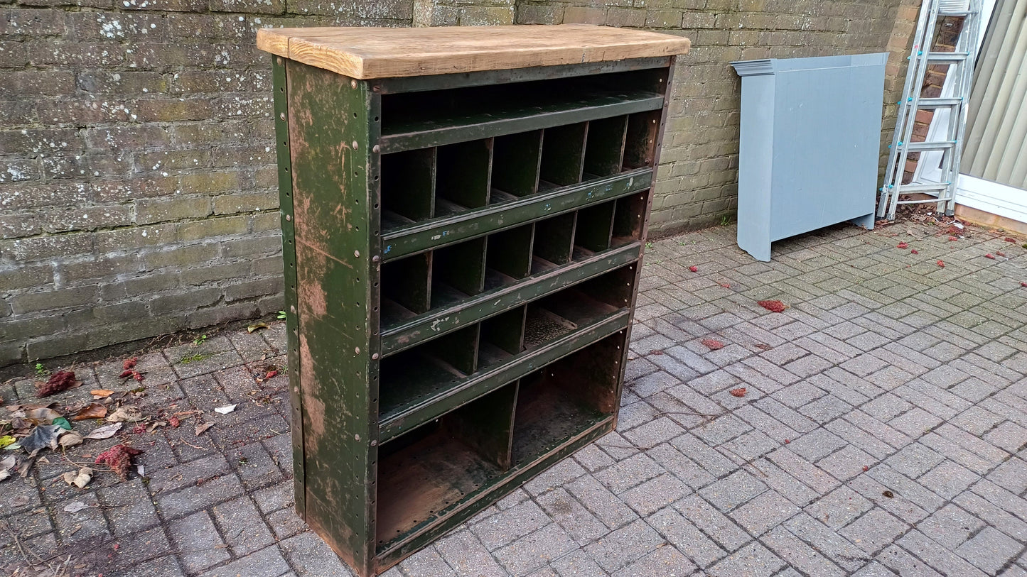 Vintage Industrial Painted Cubby Holes Shelves Storage Artisan