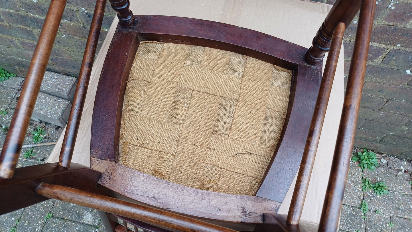 Beautifully Restored Upholstered Inlaid Mahogany Occasional Chair.
