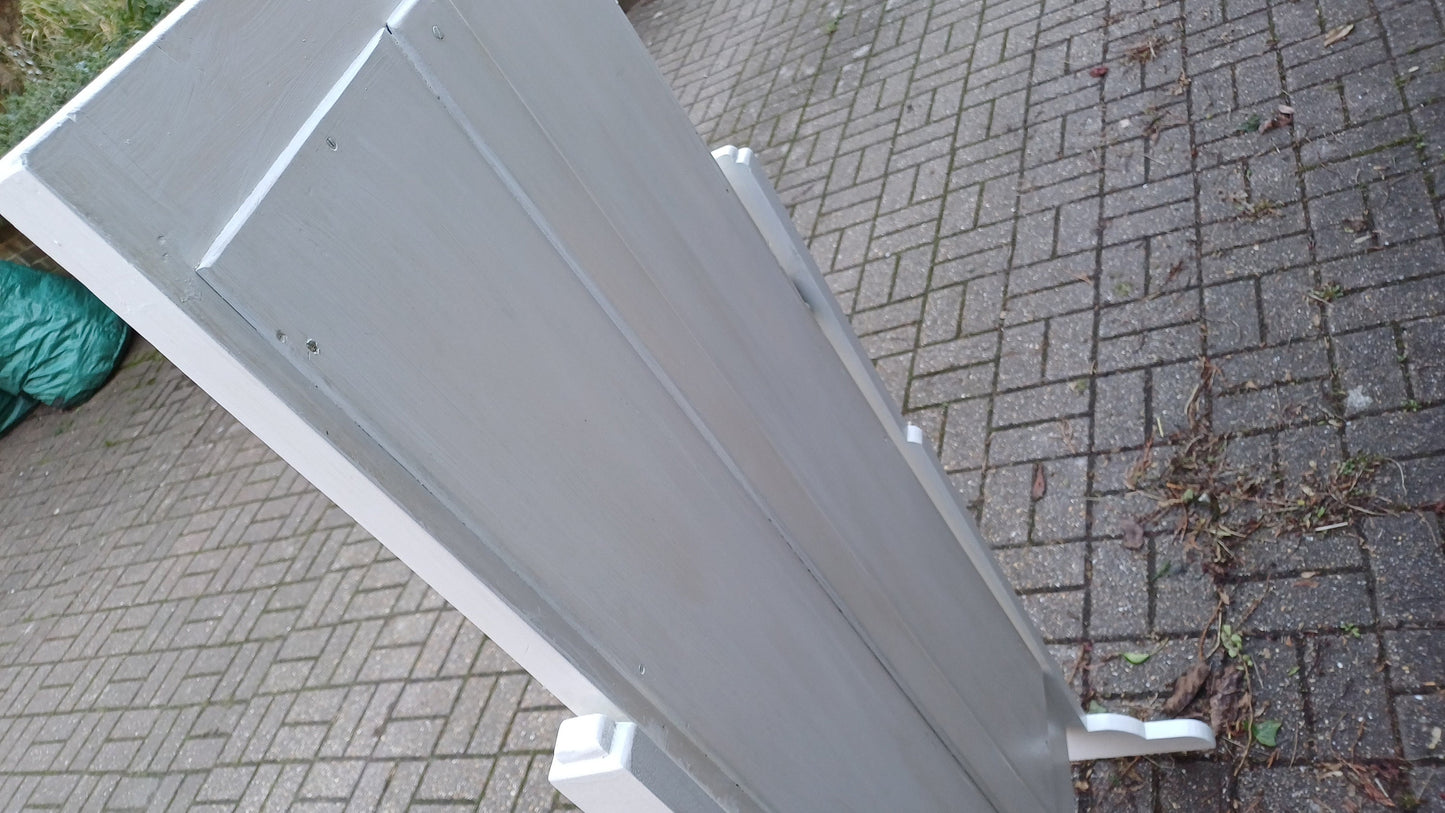 Large Early 20th Century Vintage Cheval Mirror. Solid Wood. Farrow and Ball Wimborne White.