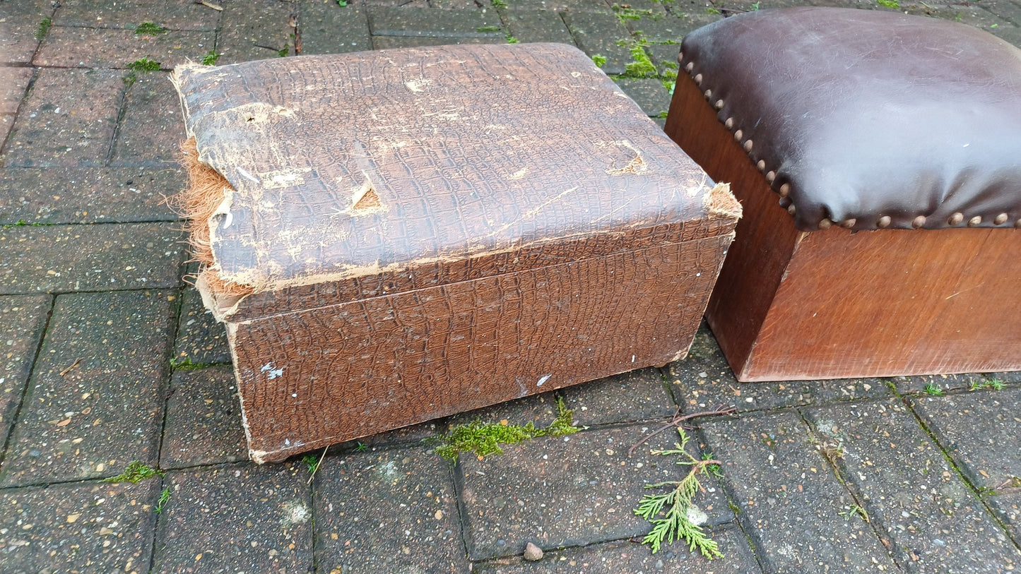 3 Vintage Storage Boxes Stools For Restoration Footstool Needlework