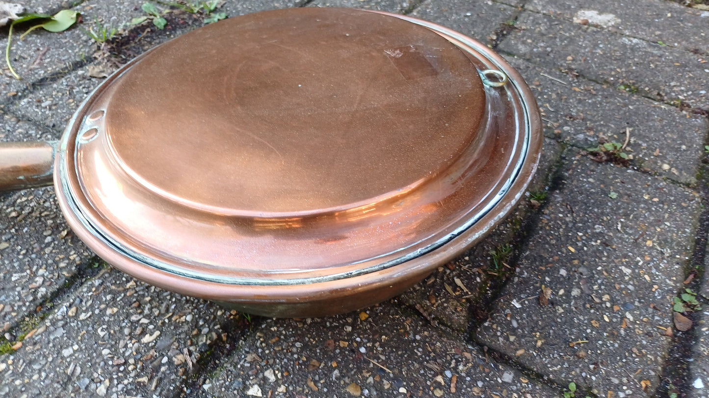 Large Vintage Copper Chestnut Roaster Fireplace Decoration Warming Pan