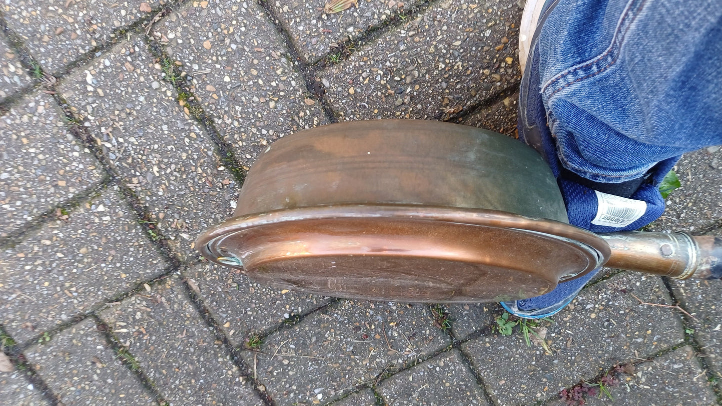 Large Vintage Copper Chestnut Roaster Fireplace Decoration Warming Pan