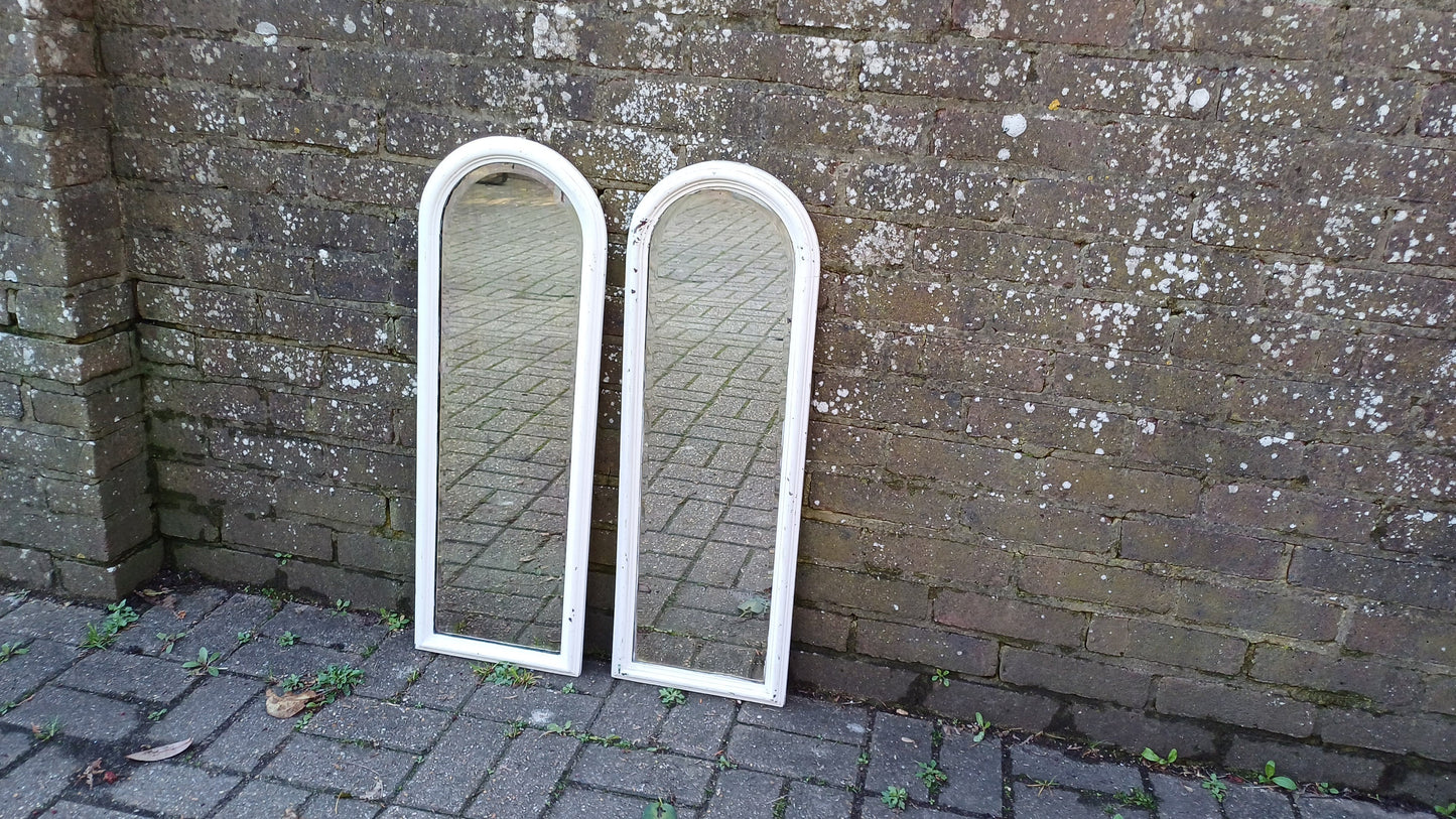 Pair of Long and Large Vintage Edwardian Shabby Chic Mirror Mahogany or Walnut. Bevelled Glass. 83 x 28 cm