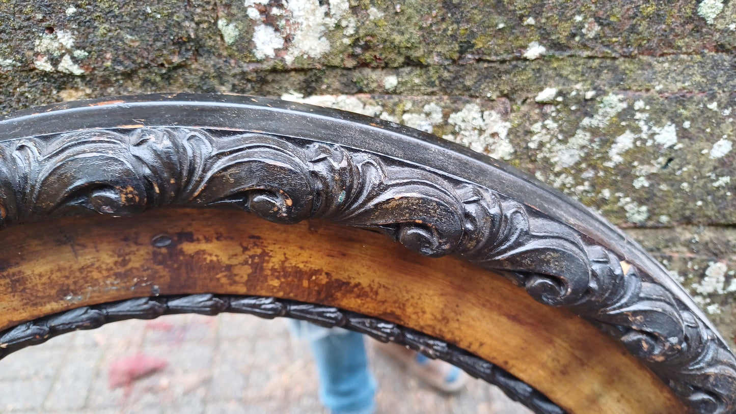 Impressive Large Vintage Ornate Painted Distressed Effect Wooden Mirror Late Victorian.