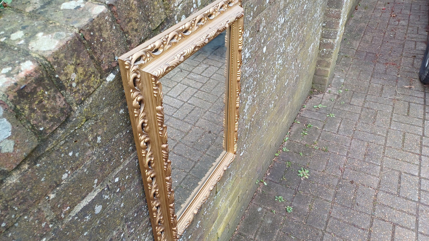 Superb Large Ornate Kitsch Composite Pierced Gold Gilt Wall Mirror.