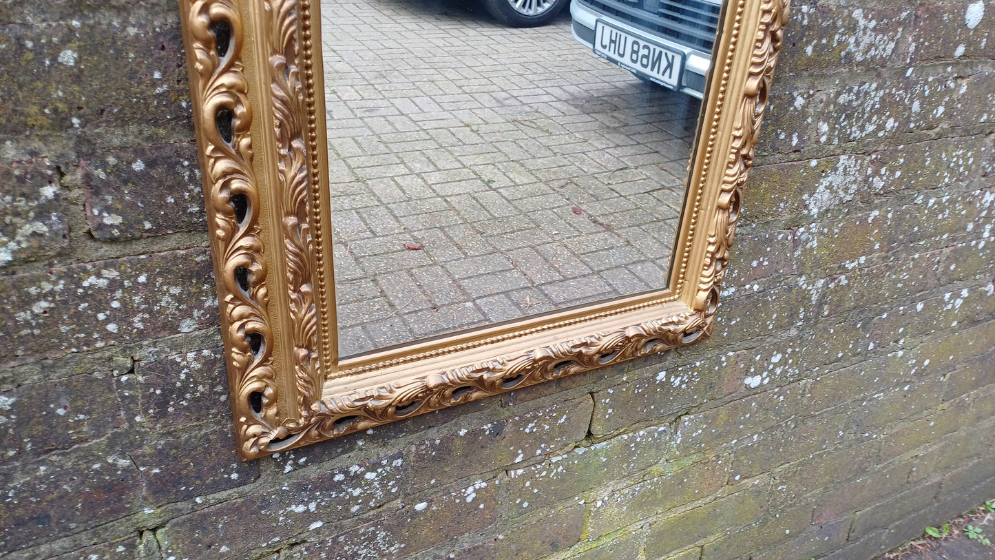 Superb Large Ornate Kitsch Composite Pierced Gold Gilt Wall Mirror.