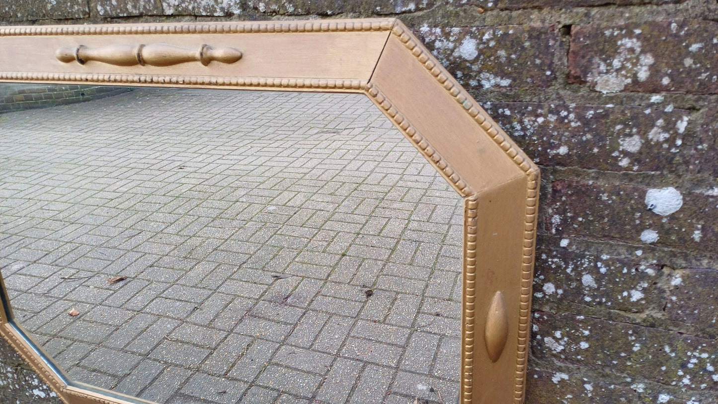 Huge Impressive 1920’s Gold Painted Oak Mirror. 90 x 64 cm