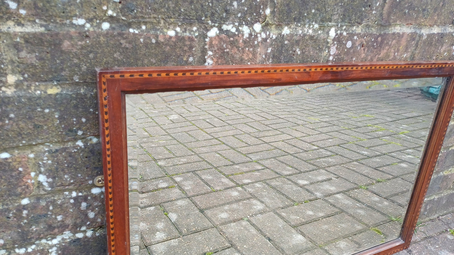 Top Quality Vintage Edwardian Inlaid Mahogany Frame Thick Bevelled Glass