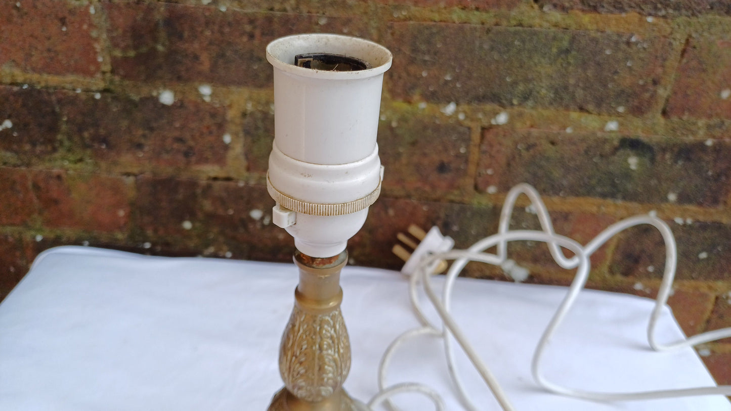 Endearing vintage metal engraved lamp - working condition - small and dainty