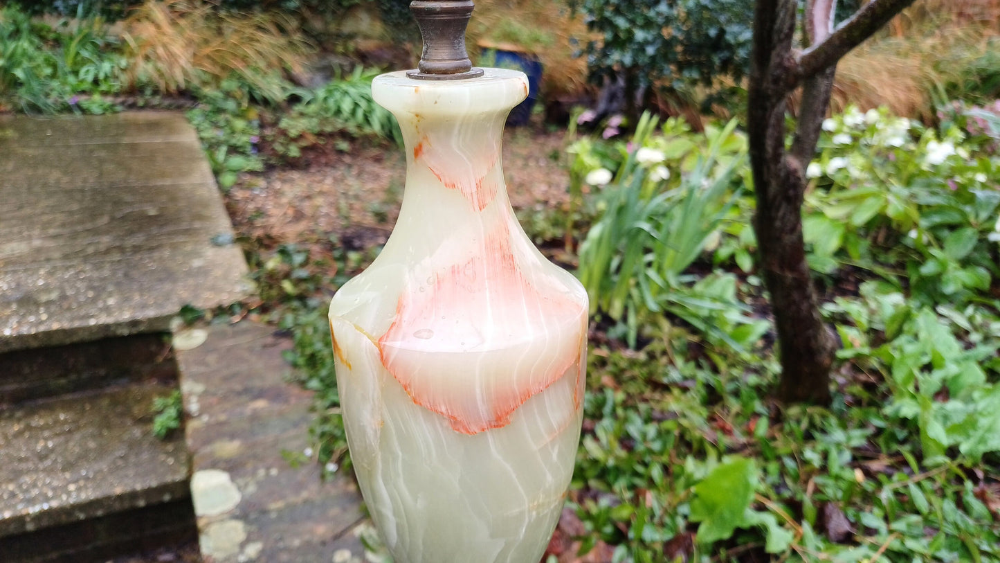 Outstanding and Large Vintage Onyx and Brass Decorative Bedside Lamp.