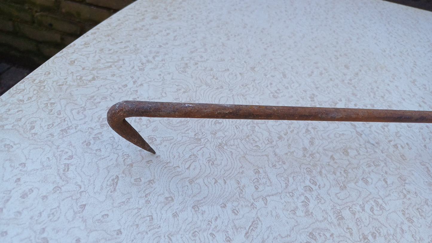 Dramatic and Nasty Looking Victorian Iron Hook. Very Unusual. Fire Iron Fireplace. Long Shaft 81cm