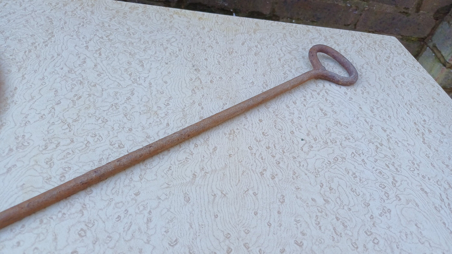 Dramatic and Nasty Looking Victorian Iron Hook. Very Unusual. Fire Iron Fireplace. Long Shaft 81cm