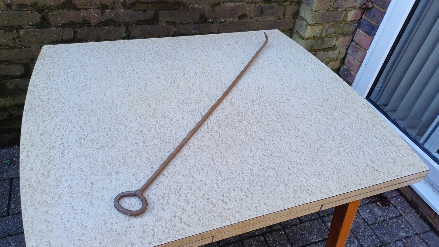 Dramatic and Nasty Looking Victorian Iron Hook. Very Unusual. Fire Iron Fireplace. Long Shaft 81cm