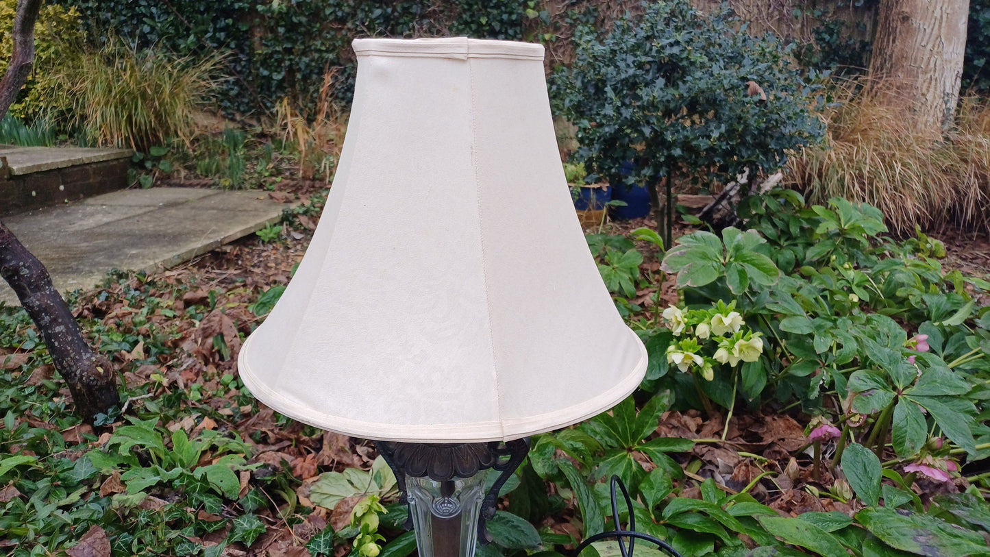 Quality Vintage Table Lamp with Shade - Glass and Metal base, classical style in excellent condition , working (height 67cm inc shade)