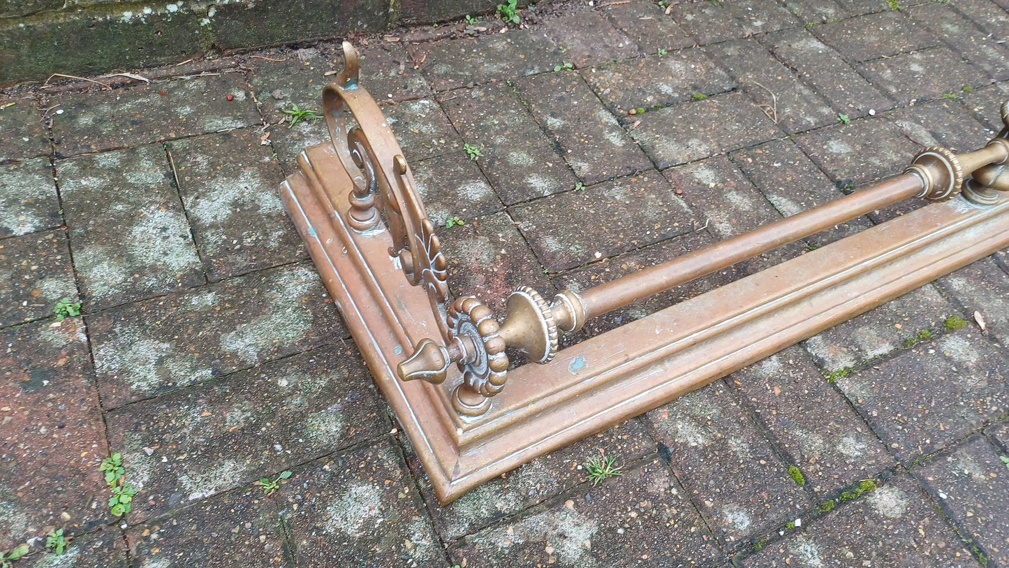 Impressive Large Vintage Victorian Brass Fender Fireplace