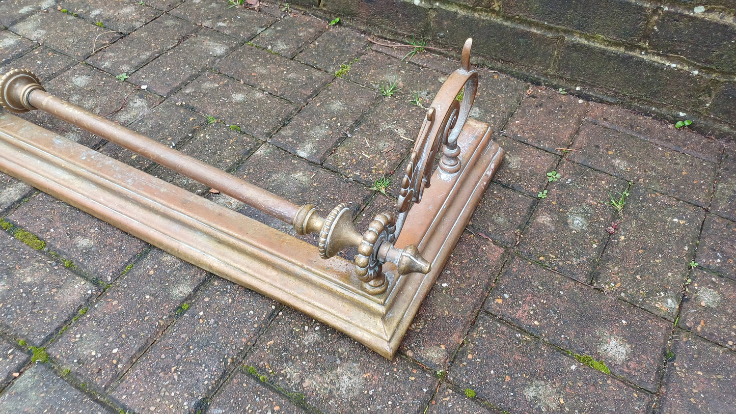 Impressive Large Vintage Victorian Brass Fender Fireplace