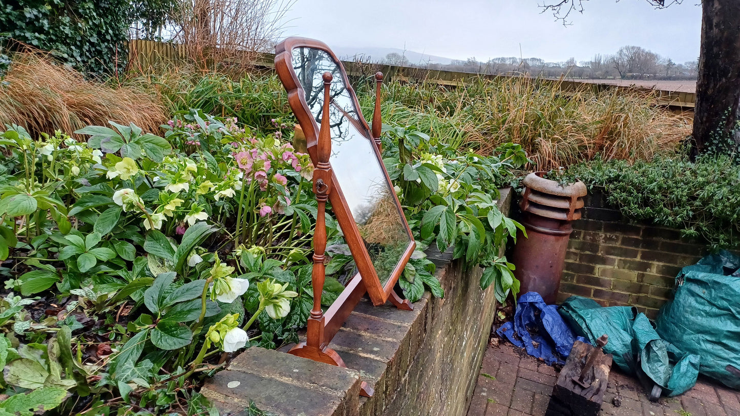 Large Vintage Mahogany Swing Dressing Table Mirror
