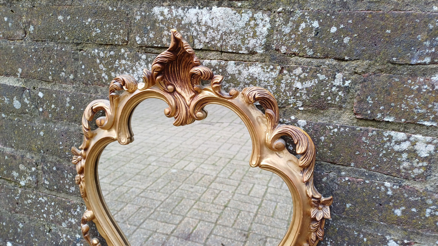 Large Super Gold 70s Vintage Ornate Gold Decorative Wall Mirror