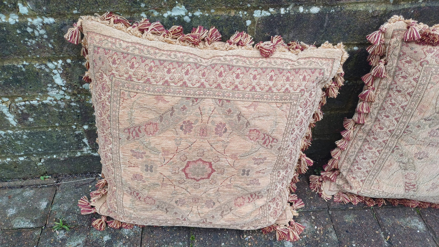 Vintage set of 4 Tapestry Double Sided Cushions with inserts/cushion pads Scatter Cushions - vintage St Michaels brand Size (40cm x 40cm)