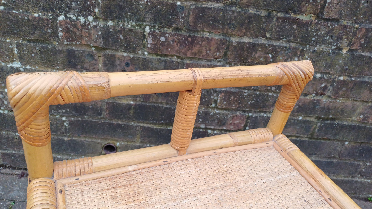 Classic 80’s Bedside Chic Bamboo and Rattan Bedside or Armchair or Side Table VGC