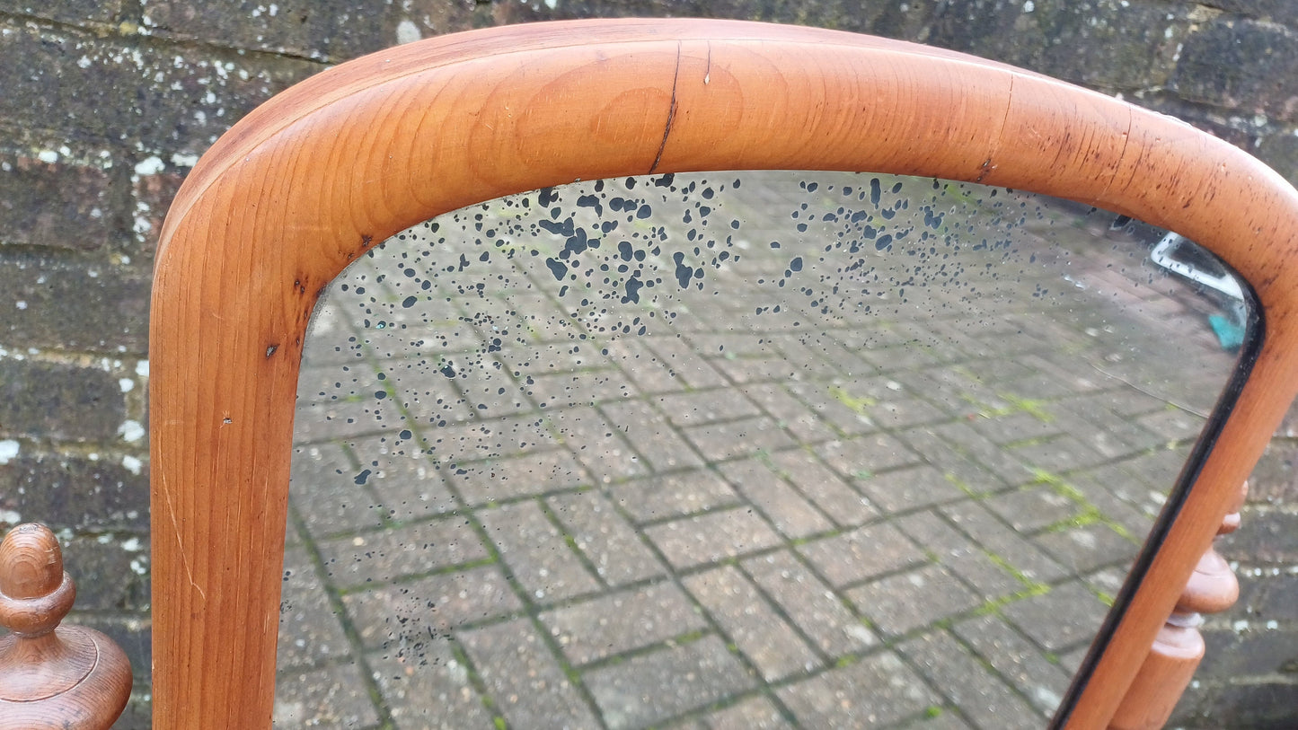 Large Imposing Victorian Vintage Dressing Table Pine Swing Mirror.
