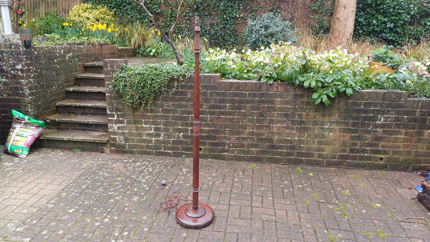 Vintage Early 20th Century Stained and Turned Standard Lamp.