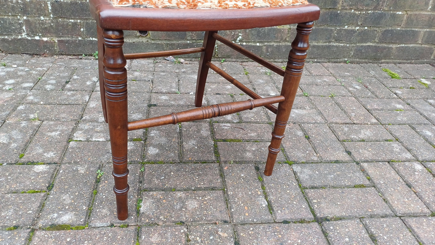 Beautifully Restored Upholstered Inlaid Mahogany Occasional Chair.