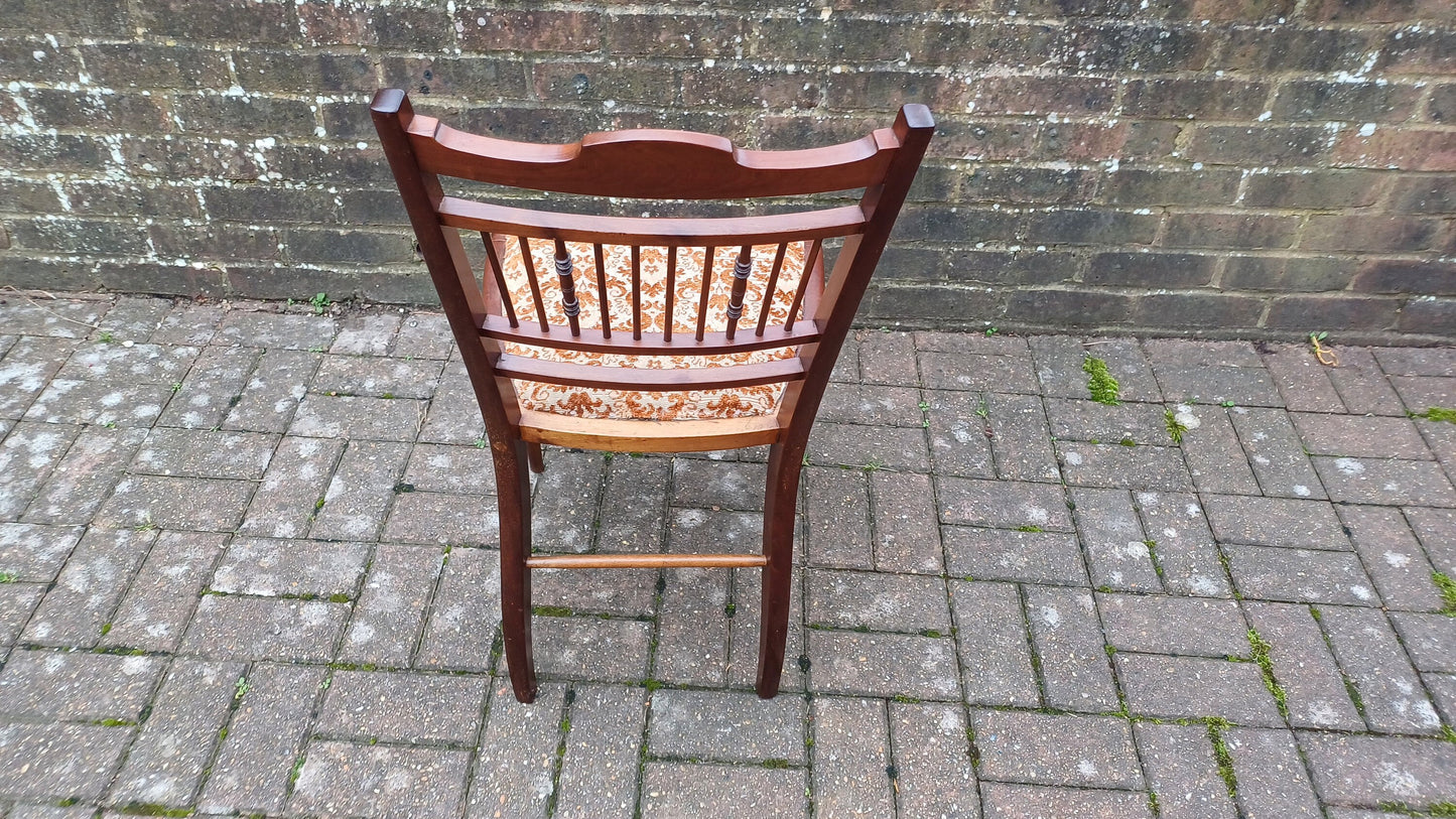Beautifully Restored Upholstered Inlaid Mahogany Occasional Chair.