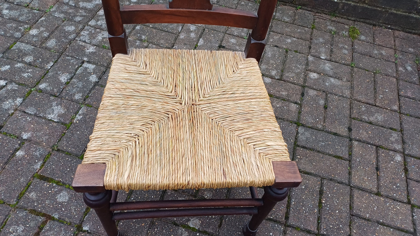 Vintage Mahogany Rush Seated Occasional Chair