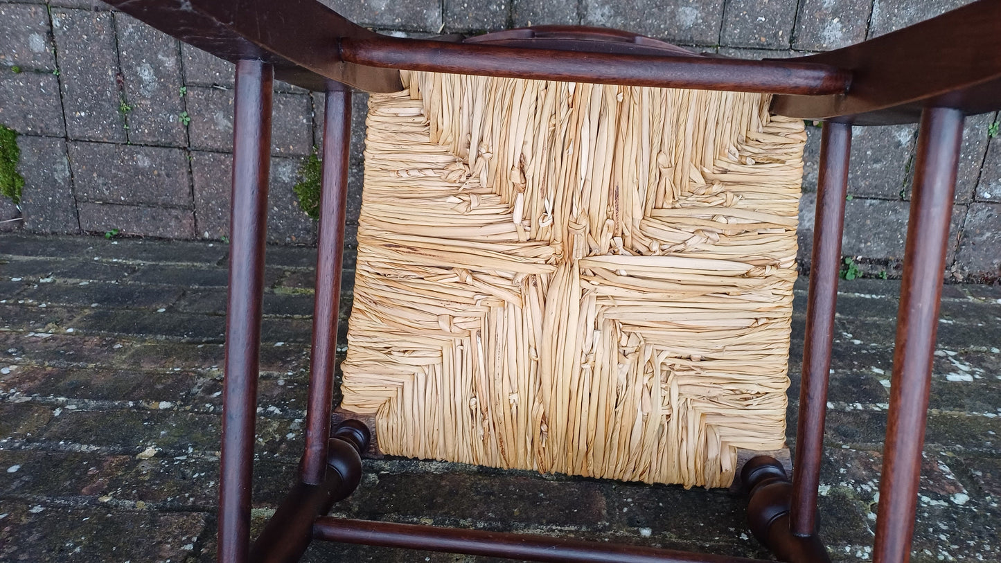 Vintage Mahogany Rush Seated Occasional Chair
