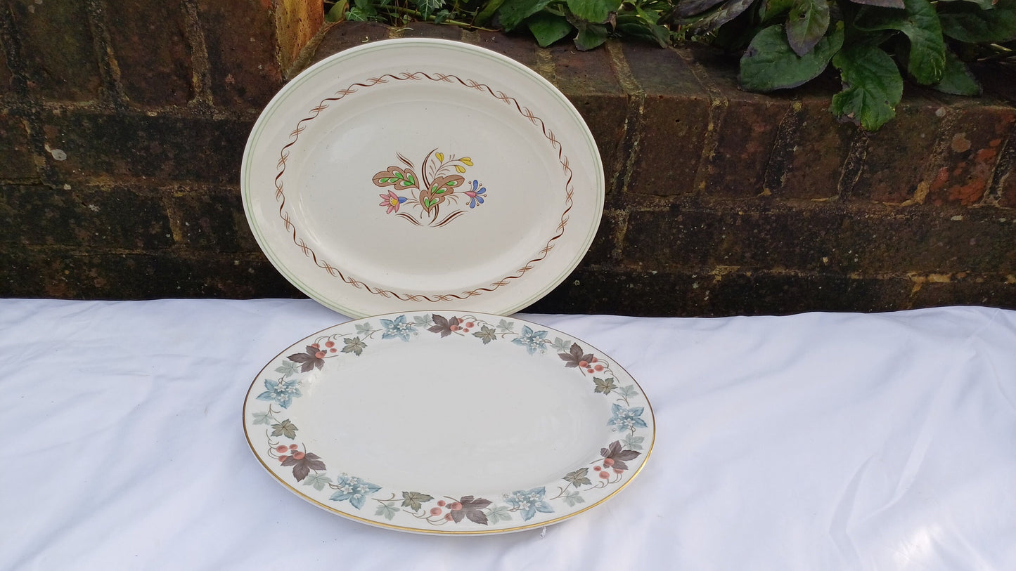 Two Pair of Royal Doulton Serving Plates Fish Meat or Pastries Mid 20th Century Excellent Condition Camelot and Woodland