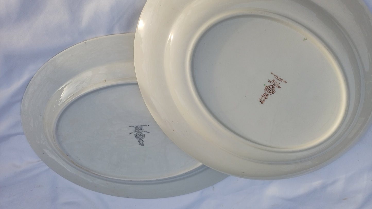 Two Pair of Royal Doulton Serving Plates Fish Meat or Pastries Mid 20th Century Excellent Condition Camelot and Woodland