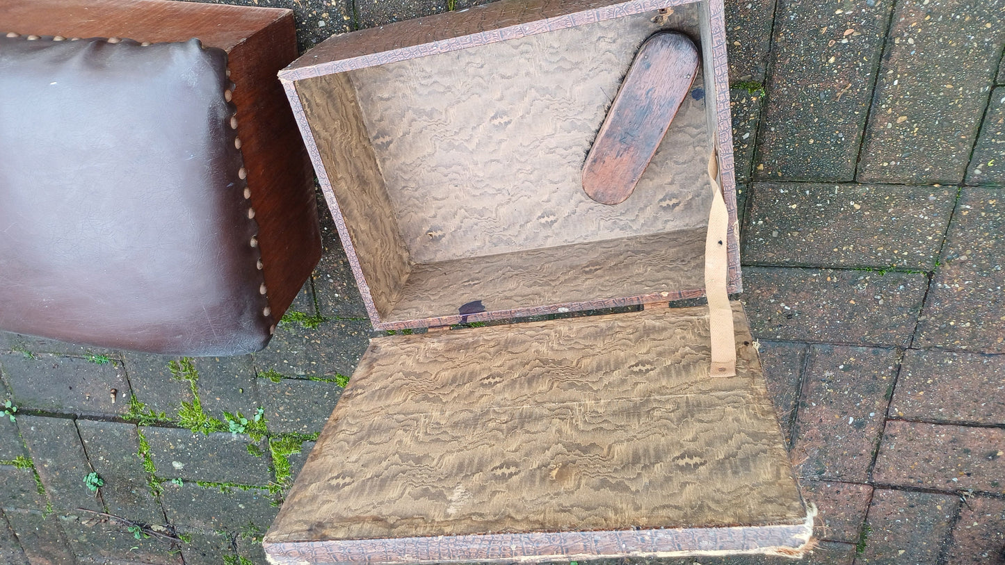 3 Vintage Storage Boxes Stools For Restoration Footstool Needlework