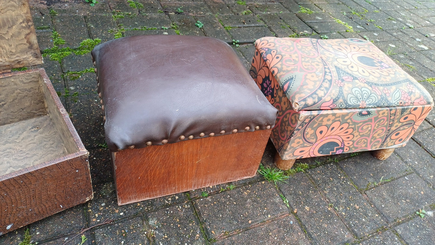 3 Vintage Storage Boxes Stools For Restoration Footstool Needlework
