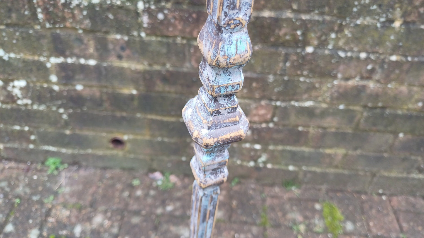 Huge Vintage Painted Iron Torchere Candlestick Tall Stand Bespoke Painted.